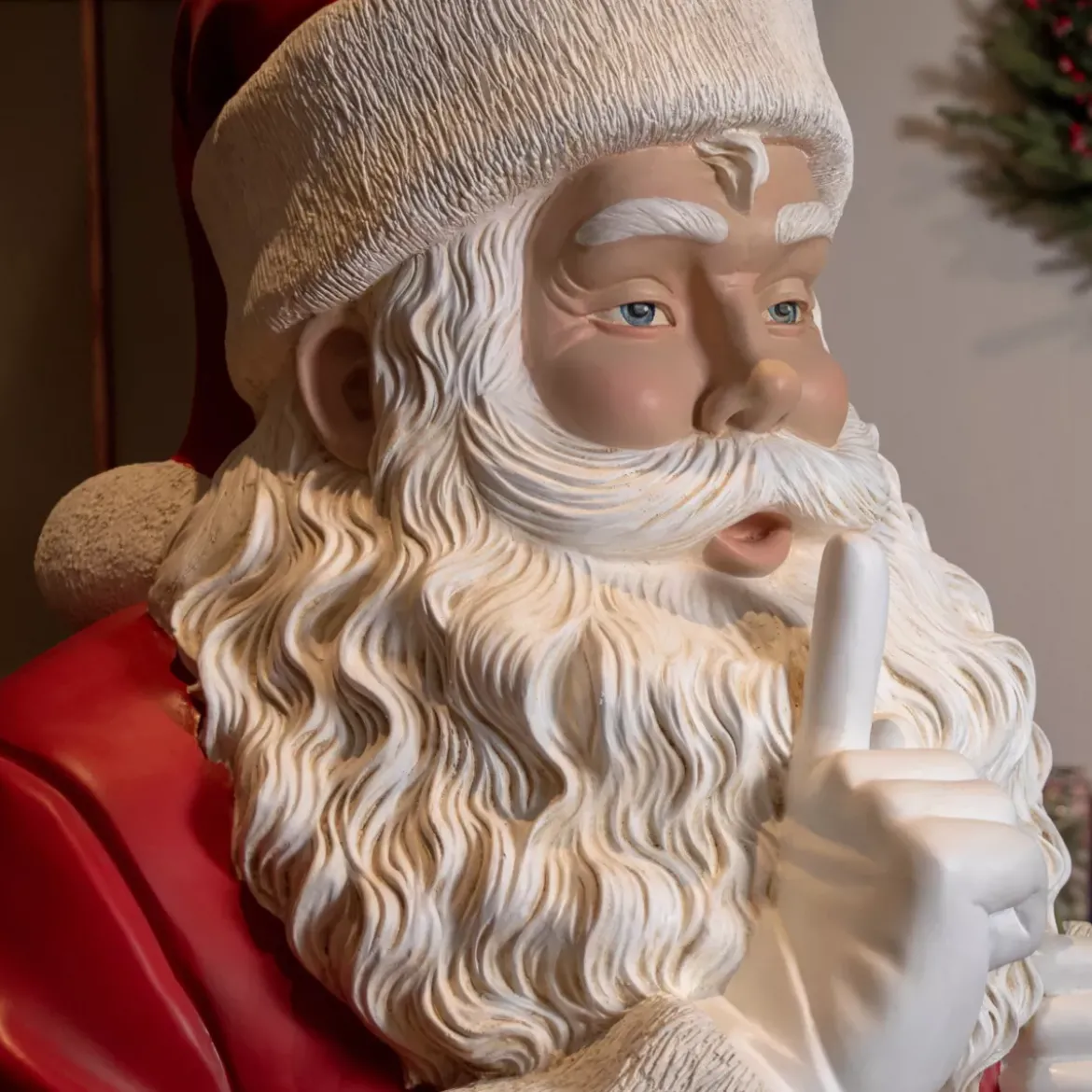 Babbo Natale Tradizionale Gigante (H182 cm) Klaus silenzio sto arrivando