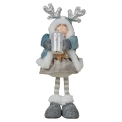 Bambola luminosa in piedi (H34 cm) Alice e candela Azzurro