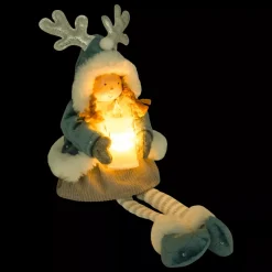 Bambola luminosa seduta (H41 cm) Alice e candela Azzurro