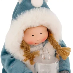 Bambola luminosa seduta (H41 cm) Alice e candela Azzurro