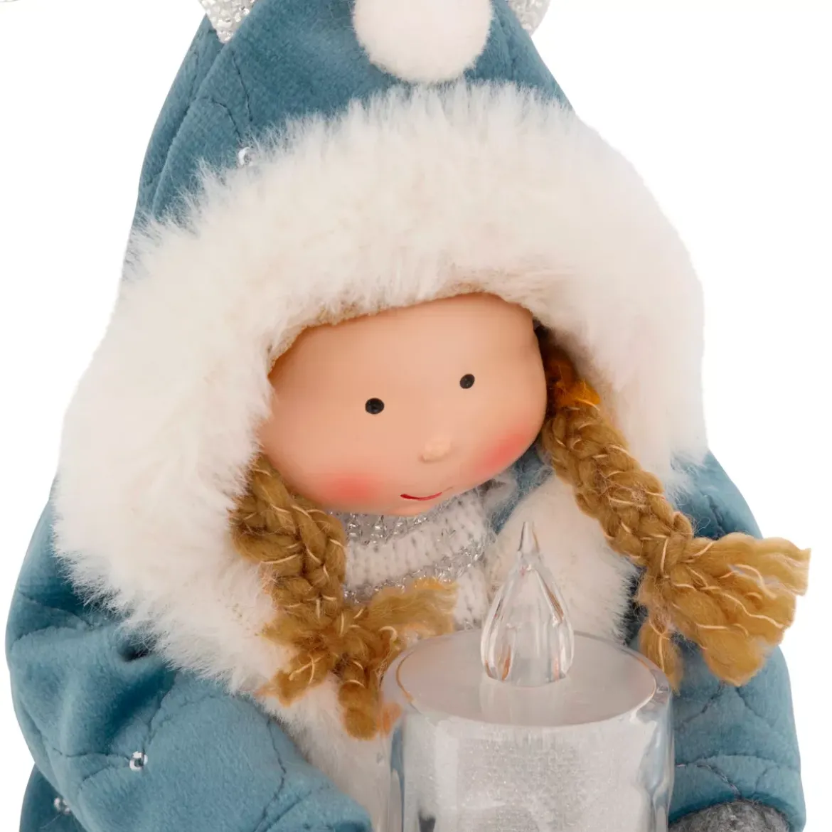 Bambola luminosa seduta (H41 cm) Alice e candela Azzurro