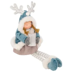 Bambola luminosa seduta (H41 cm) Alice e candela Azzurro