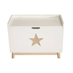 Baule portagiochi bambino legno (H51 cm) Stars Bianco