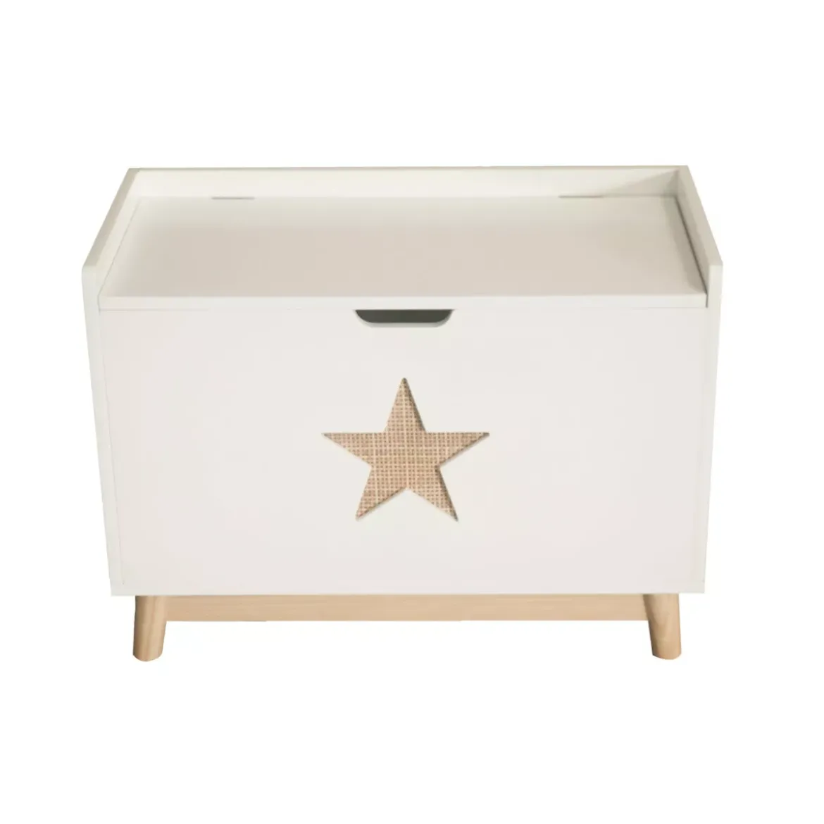 Baule portagiochi bambino legno (H51 cm) Stars Bianco