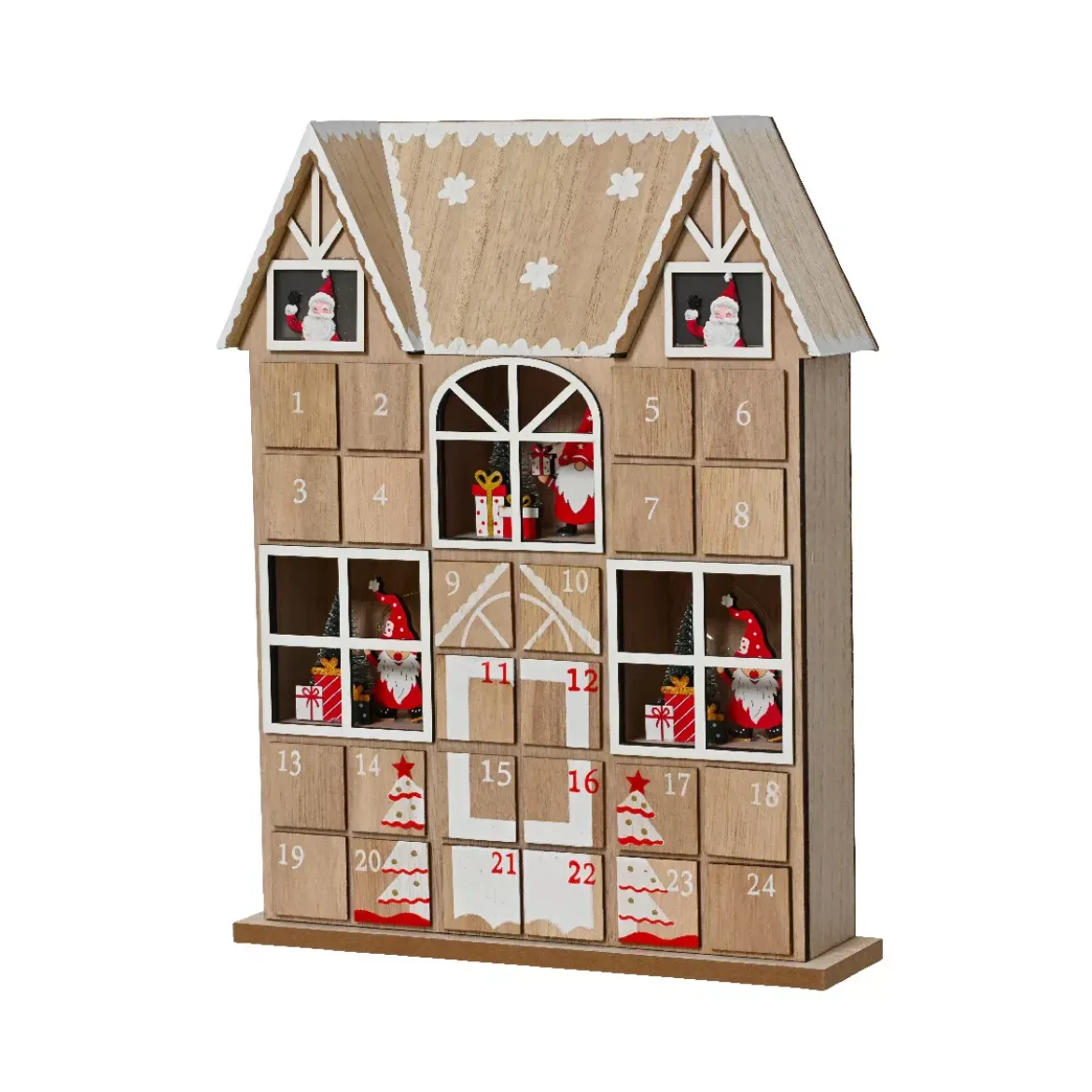 Calendario dell'Avvento da riempire (H37 cm) Casa di Babbo Natale Naturale