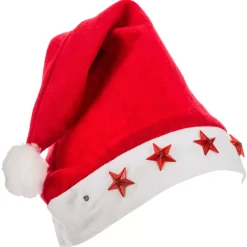 Cappello di Babbo Natale luminoso stella per adulti Rosso