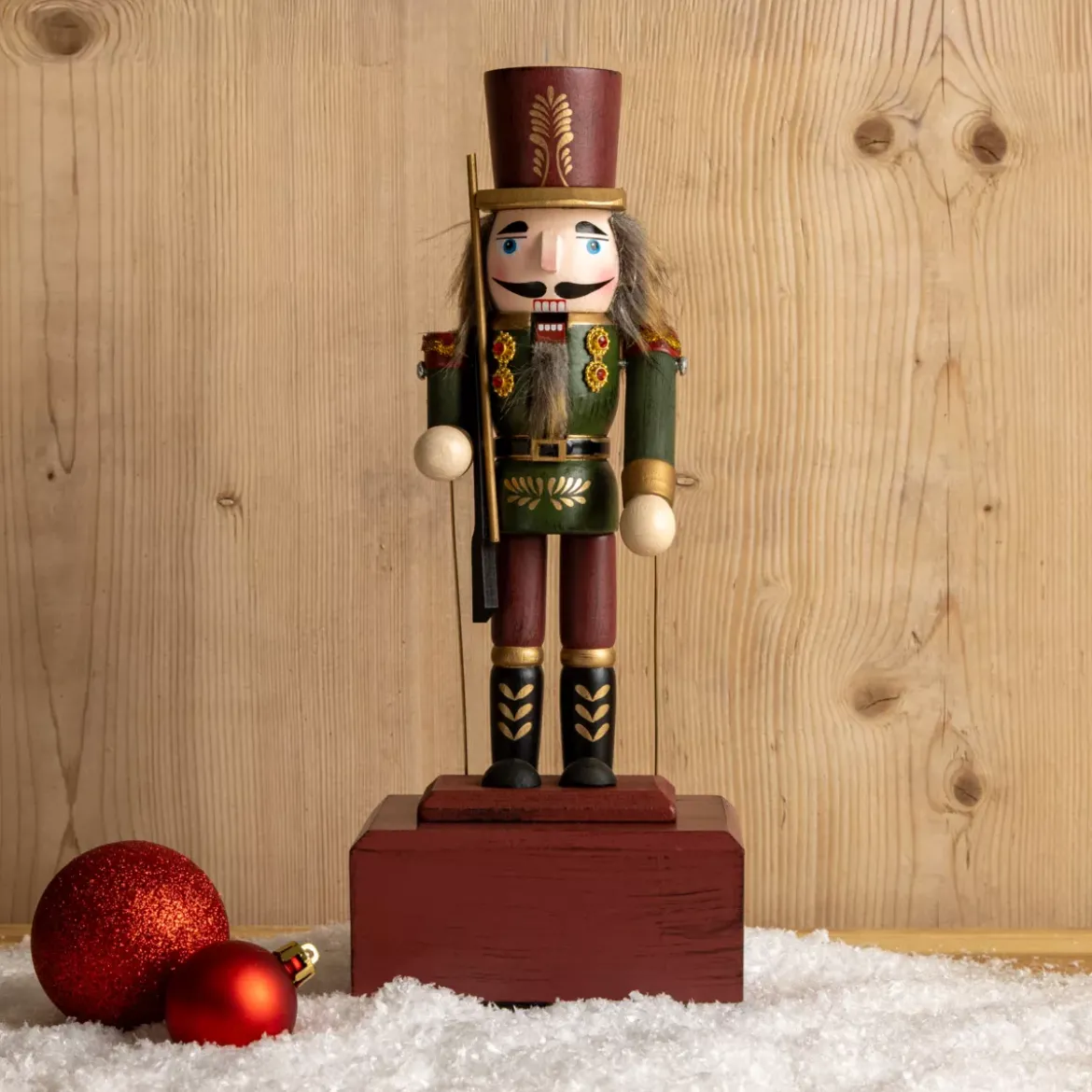 Carillon schiaccianoci (30 cm) Timothé la regalità Verde e bordeaux