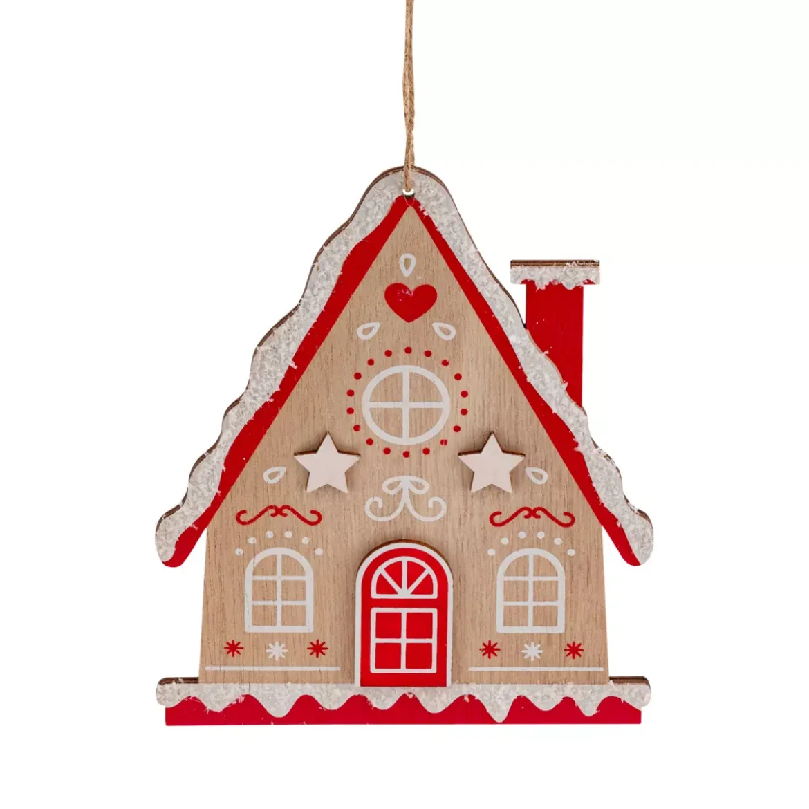 Casa da appendere in legno (H15 cm) Biscottino Rosso