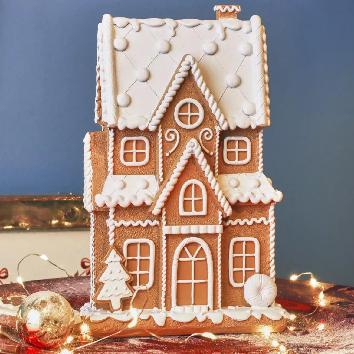 Casa decorativa (H21 cm) Crema inglese e pan di zenzero Marrone