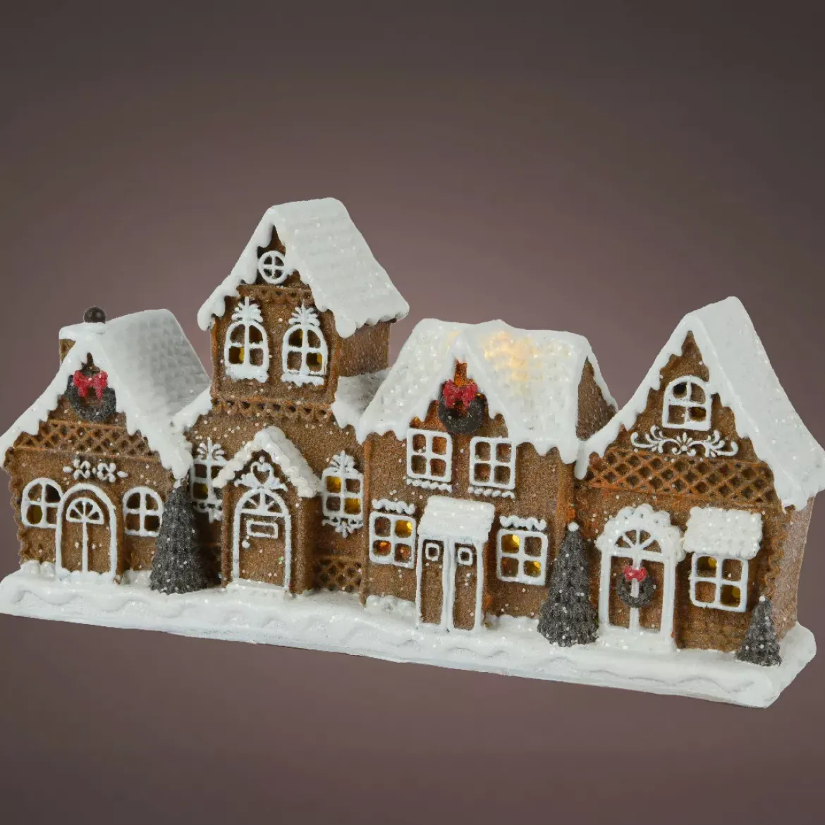 Case decorative luminose con pile (H12 cm) Villaggio delizia Bianco caldo