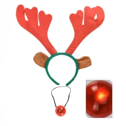 Cerchietto e naso di Renna luminosi rosso