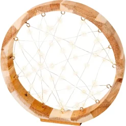 Cerchio luminoso a pile 60 LED (D24 cm) Astro in legno Bianco caldo