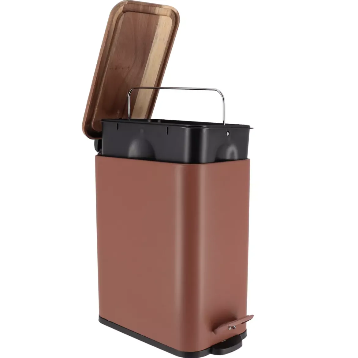 Cestino da bagno metallo e acacia Season colore Ambra