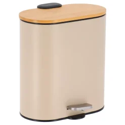 Cestino per il bagno in bambù con chiusura ammortizzata Tempo Beige
