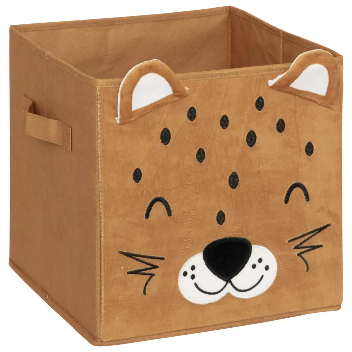 Cesto pieghevole in velluto per bambini Leo Marrone (29 x 29 cm)