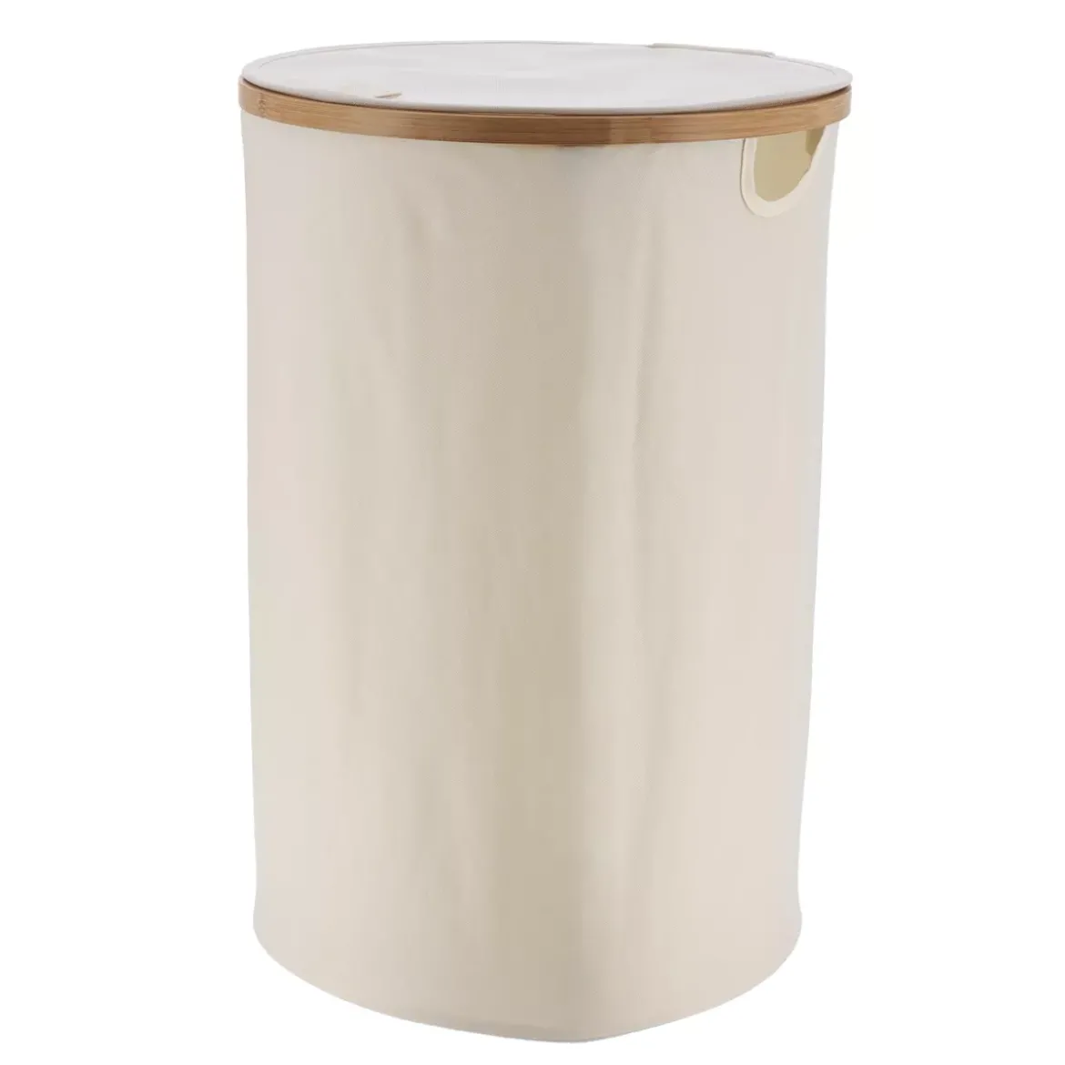 Cesto portabiancheria pieghevole rotondo (H60 cm) Purebamboo Panna