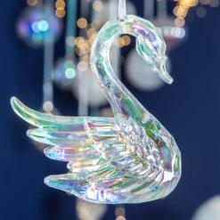 Cigno da appendere (H10 cm) Ice Trasparente iridescente