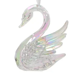 Cigno da appendere (H10 cm) Ice Trasparente iridescente