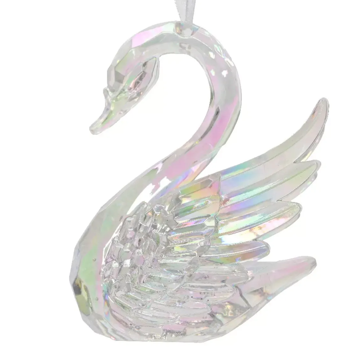 Cigno da appendere (H10 cm) Ice Trasparente iridescente