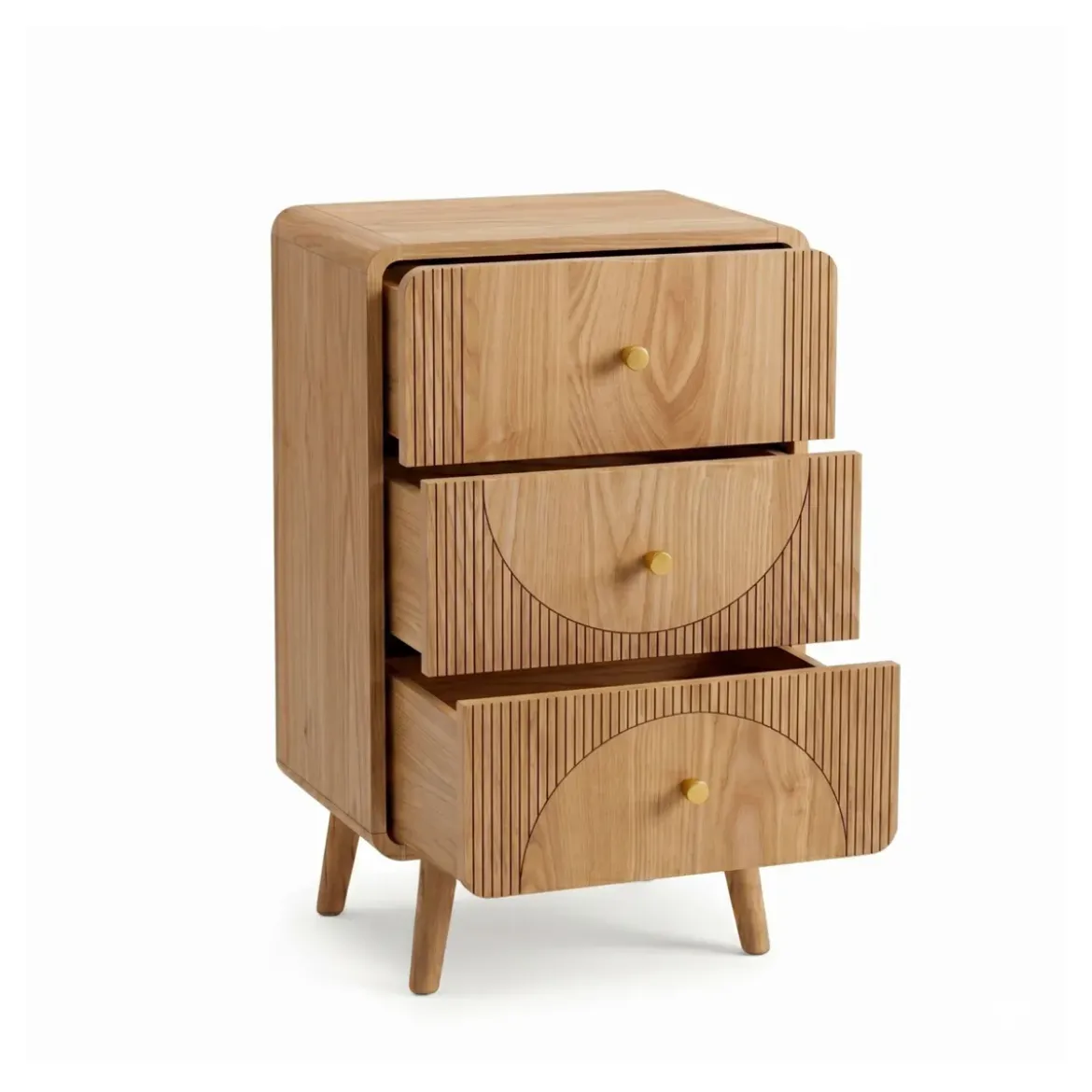 Comò cassettiera 3 cassetti in legno (H70 cm) Mila Naturale
