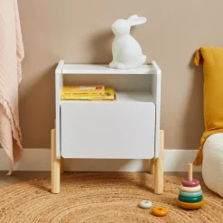 Comodino con cassetto bambino legno (H49 cm) Gabin Bianco