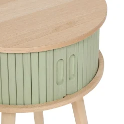 Comodino rotondo in legno (H54 cm) Nysos Verde acqua