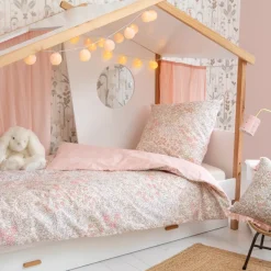 Completo lenzuola per bambini con 1 federa in cotone (140 x 200 cm) Pimprenelle Rosa
