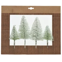 Confezione di 4 alberi di Natale da appendere su clip (14 cm) Verde innevato