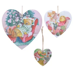 Confezione di 3 cuori di Natale orsacchiotto Multicolore