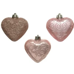 Confezione di 6 cuori di Natale Alpine Rosa cipria