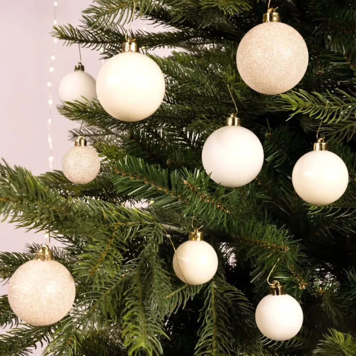 Confezione di 30 palline di Natale assortimento Alpine Bianco panna