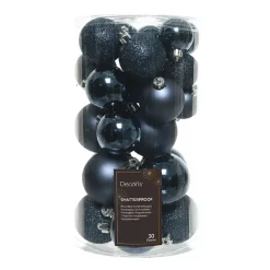 Confezione di 30 palline di Natale Alpine assortite Blu notte