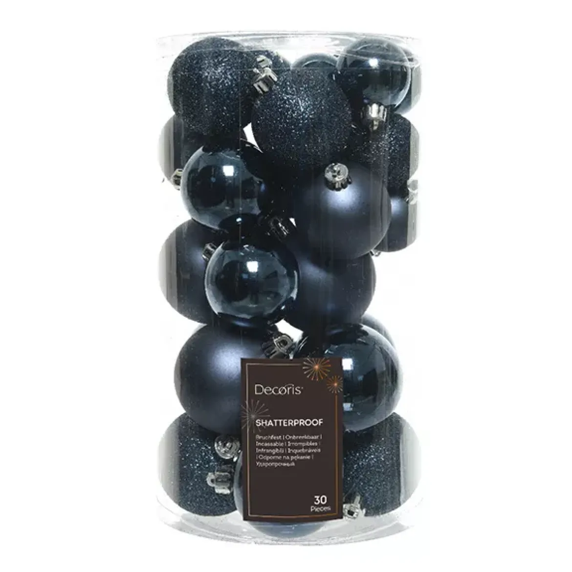 Confezione di 30 palline di Natale Alpine assortite Blu notte