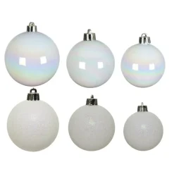 Confezione di 30 palline di Natale assortimento Alpine Bianco perlato