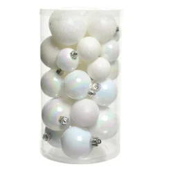 Confezione di 30 palline di Natale assortimento Alpine Bianco perlato
