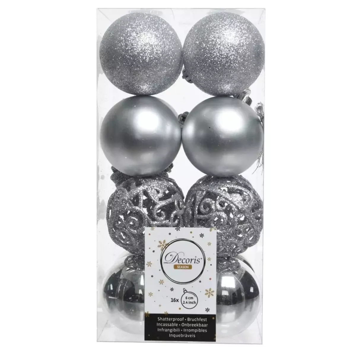 Confezione di 16 palline di Natale (D60 mm) Alpine multi Argento