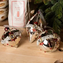 Confezione di 3 palline di Natale (D80 mm) in vetro Ornéla Argento