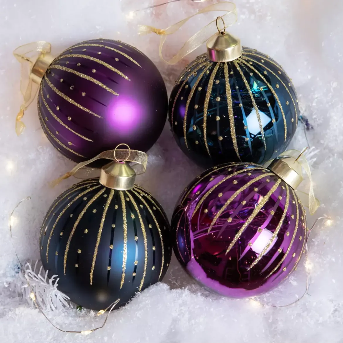 Confezione di 12 palline di Natale (D80 mm) in vetro Tala Viola