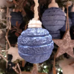 Confezione di 3 palline di Natale (D80 mm) vetro Silva Blu notte