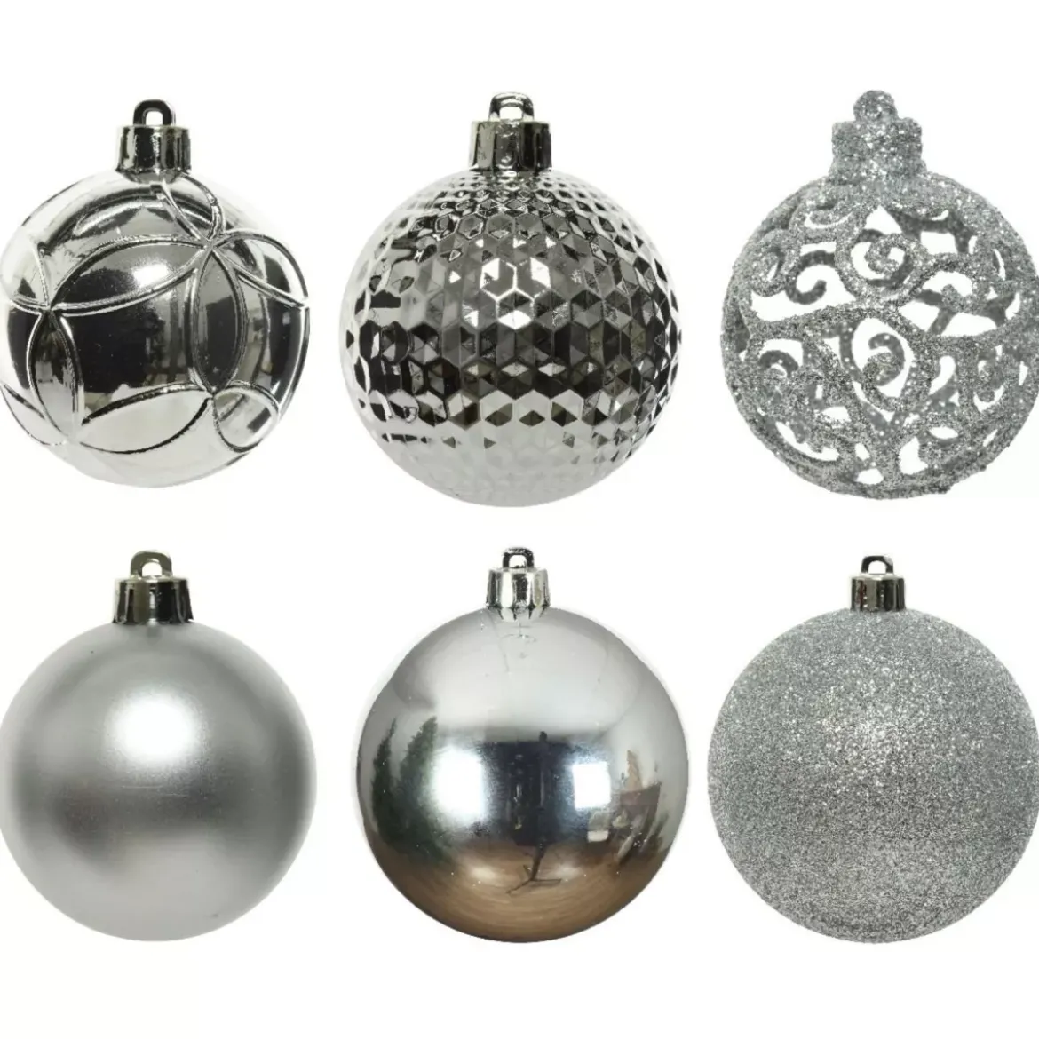 Confezione di 37 palline di Natale (D60 mm) Alpine mix Argento