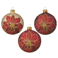Confezione di 6 palline di Natale (D80 mm) in vetro Poinsettia Rosso