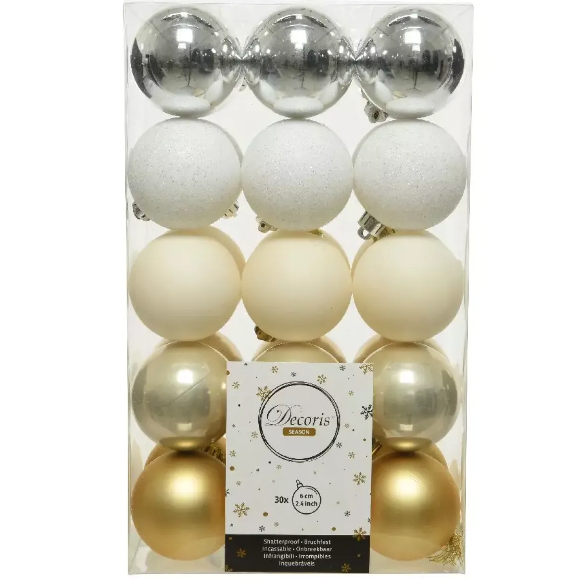 Confezione di 30 palline di Natale (D60 mm) Alpine multi Bianco