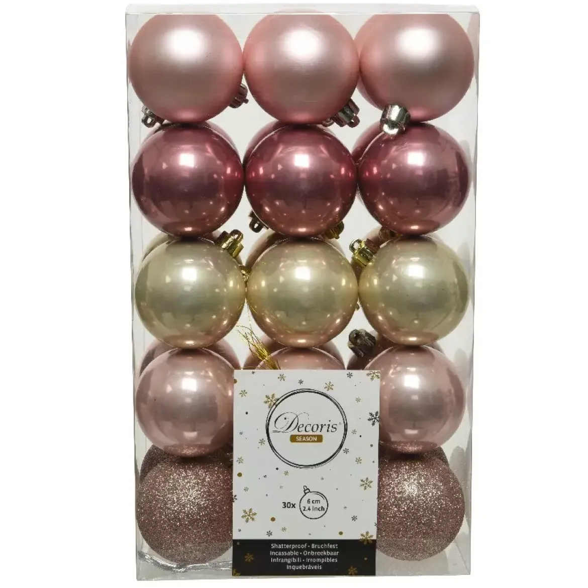 Confezione di 30 palline di Natale (D60 mm) Alpine multi Rosa cipria