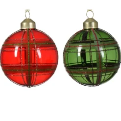 Confezione di 12 palline di Natale (D80 mm) in vetro Lauri Rosso