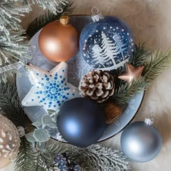 Confezione di 6 palline di Natale (D80 mm) in vetro Foresta Blu