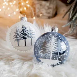 Confezione di 6 palline di Natale (D80 mm) in vetro Foresta Blu