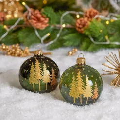 Confezione di 6 palline di Natale (D80 mm) in vetro Pia Verde abete