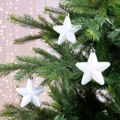 Confezione di 6 stelle di Natale da appendere con clip Bianco