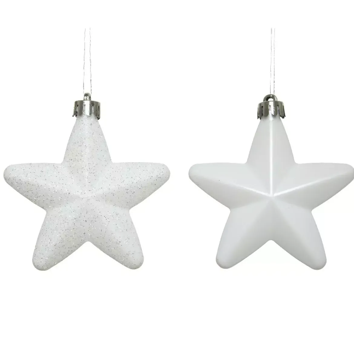 Confezione di 6 stelle di Natale da appendere con clip Bianco