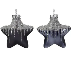 Confezione di 2 stelle di Natale in vetro Arctique Nero